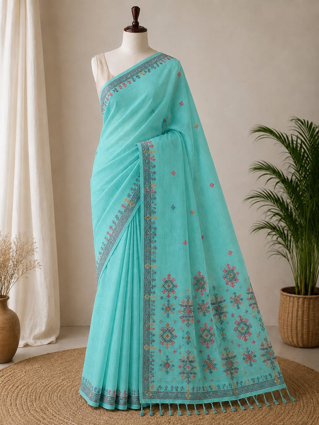 SS-JAM-42XX-Linen Jamdani Saree