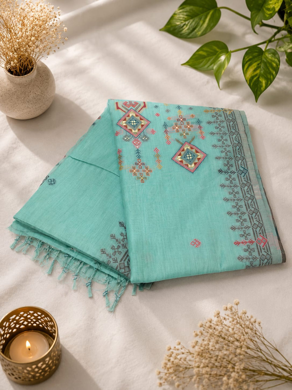 SS-JAM-42XX-Linen Jamdani Saree