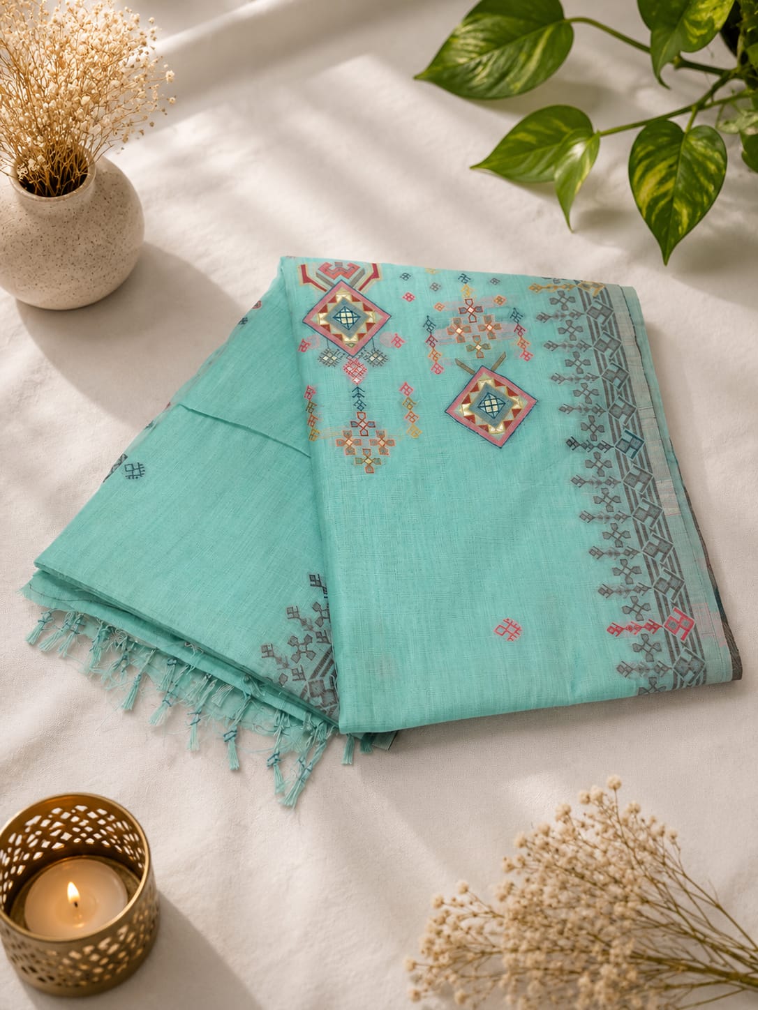 SS-JAM-42XX-Linen Jamdani Saree