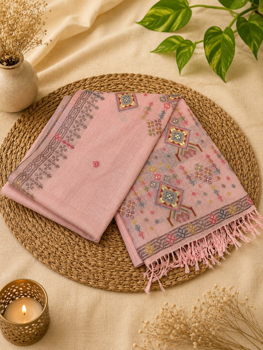 SS-JAM-42XX-Linen Jamdani Saree