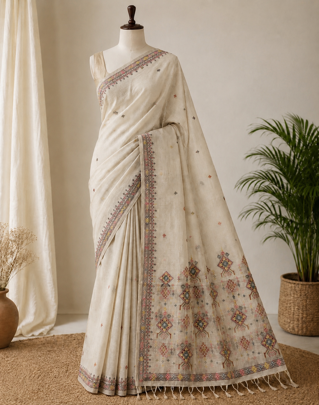 SS-JAM-42XX-Linen Jamdani Saree