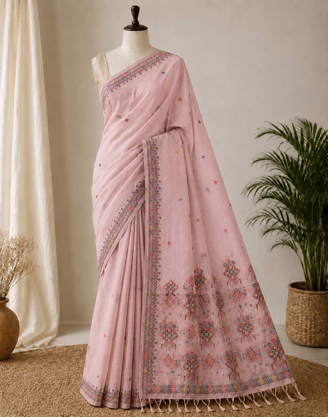 SS-JAM-42XX-Linen Jamdani Saree