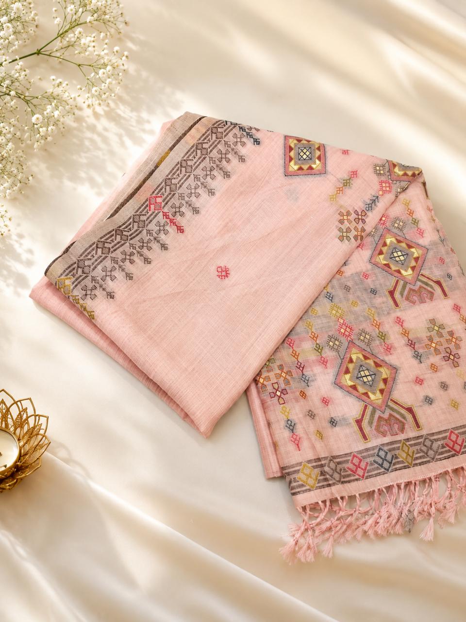 SS-JAM-42XX-Linen Jamdani Saree