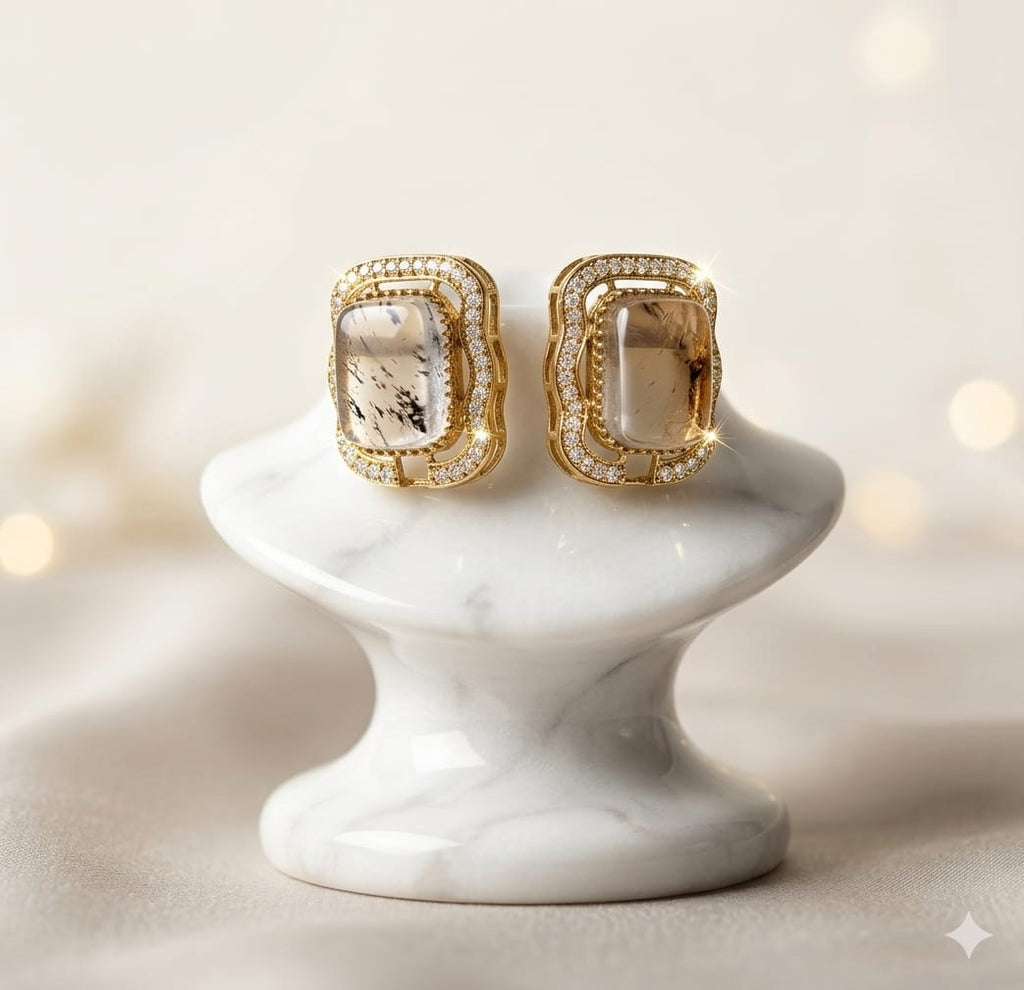 Halo Quartz Studs ✨🌿