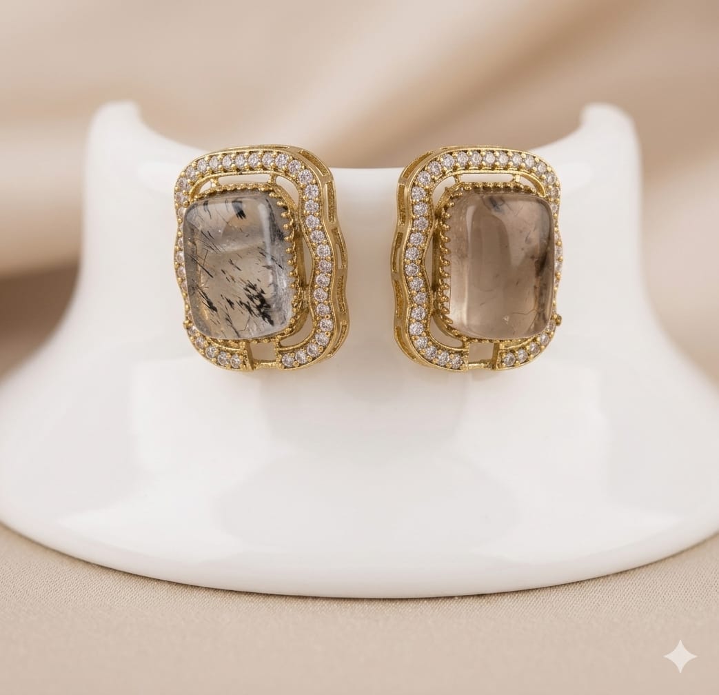 Halo Quartz Studs ✨🌿