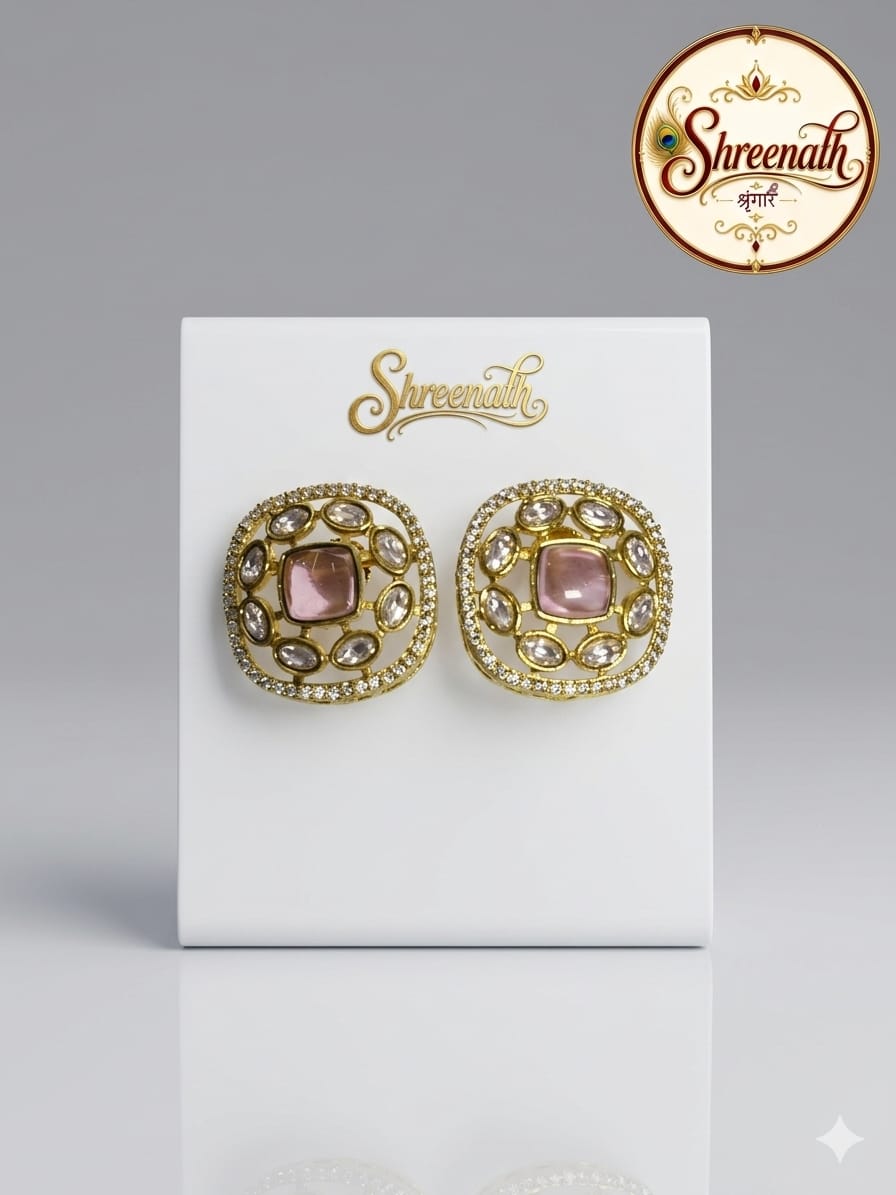 Pink Polki Studs 🌸✨