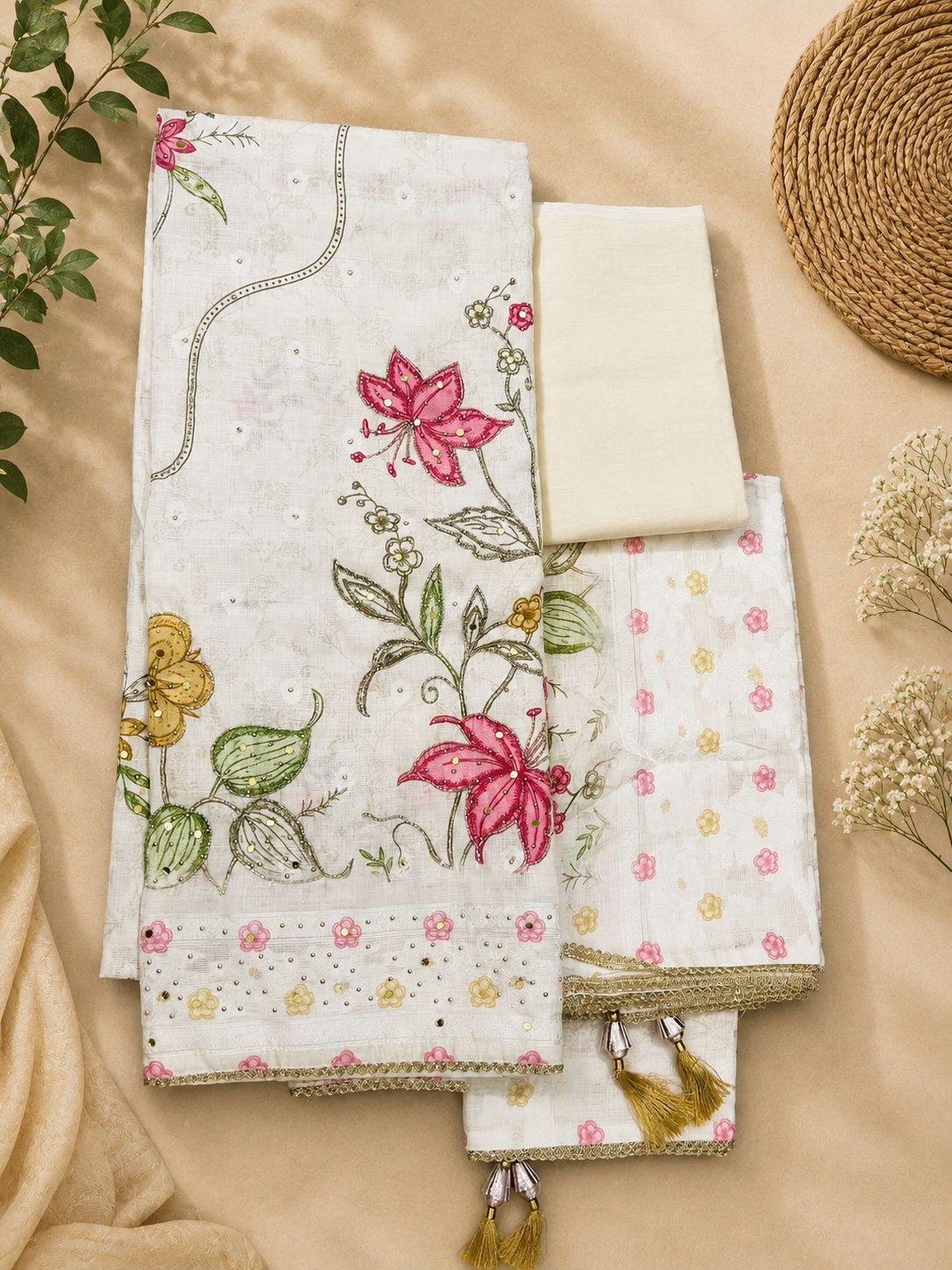 Ivory Blossom Linen Set 🌸✨