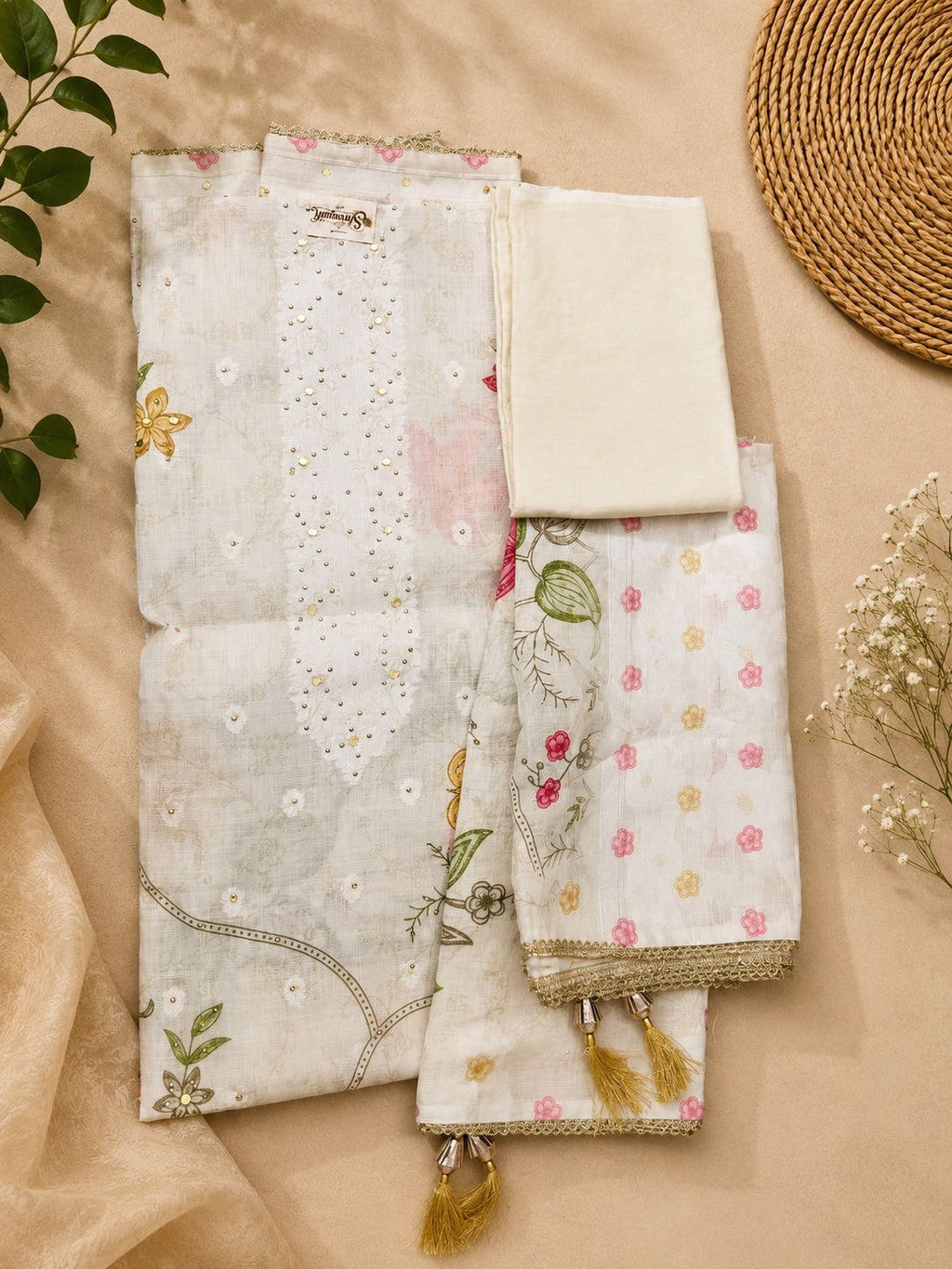 Ivory Blossom Linen Set 🌸✨