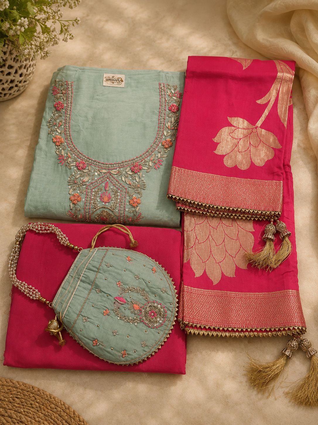 Sage Rani Contrast Set + Potli
