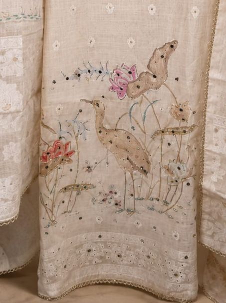 Ivory Crane Linen Set 🕊️🌸